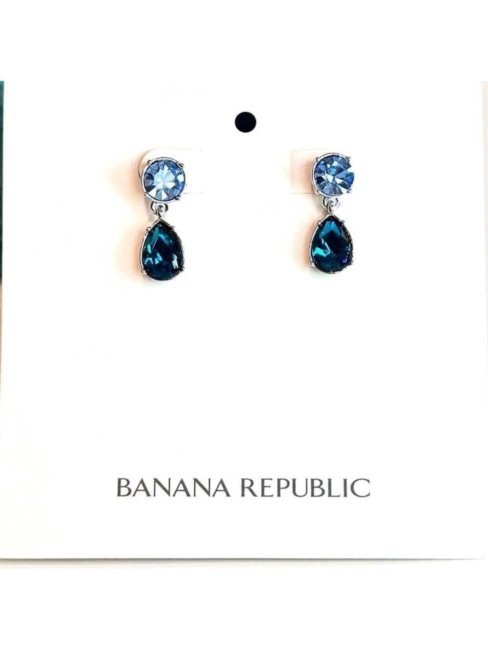 Banana Republic Blue Crystal Drop Earrings NWT